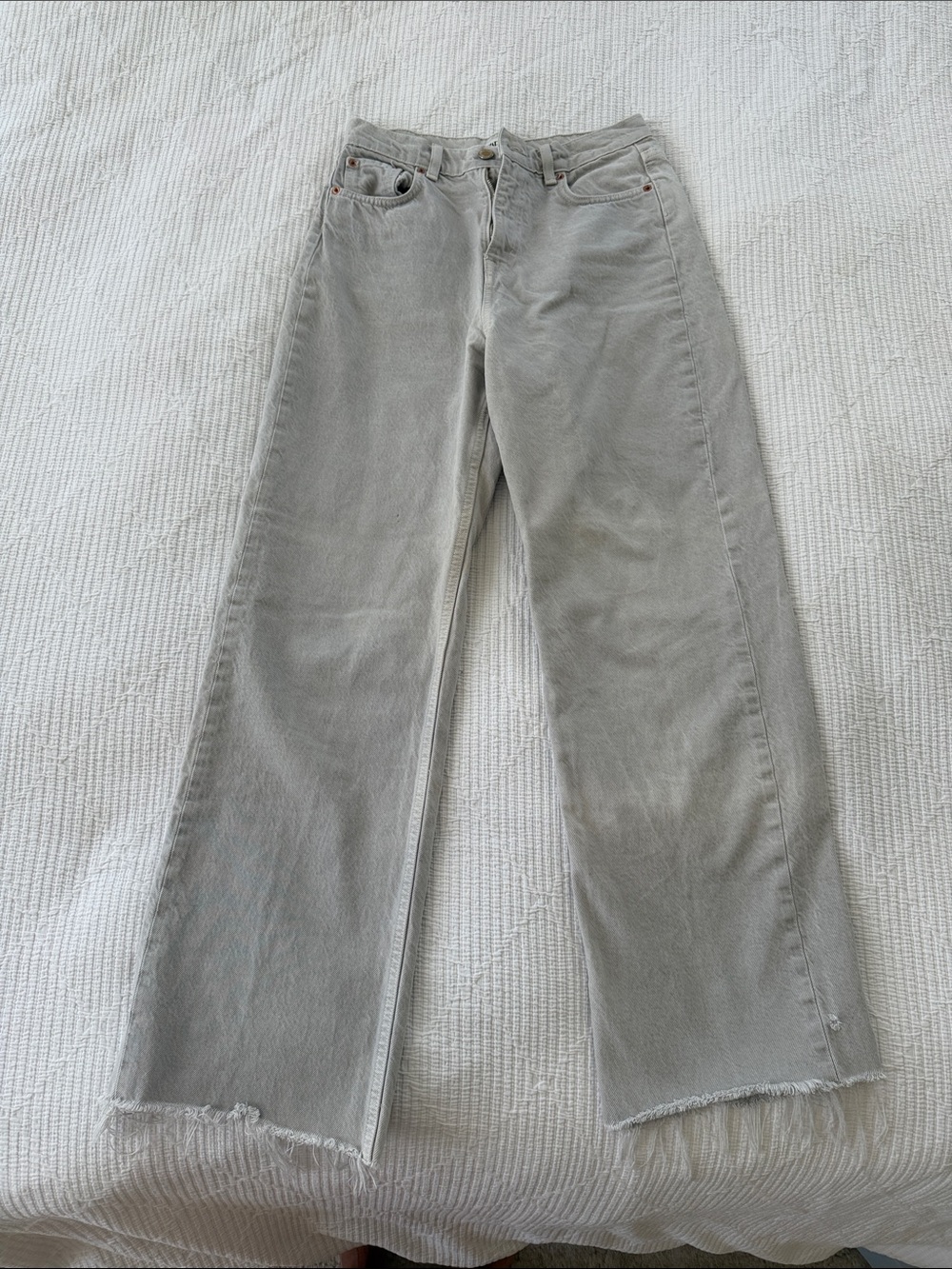 Zara Light Gray Wide-Leg High-Rise Jeans